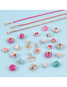 Pulseras de charms de halo: Rosa Princesa Make it Real
