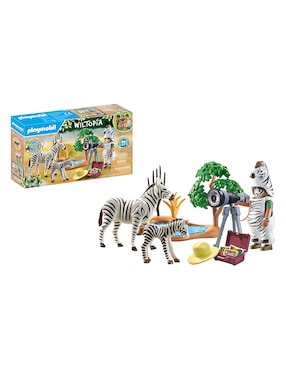 Set construcción Playmobil Wiltopia Pm Photographer With Zebras-wiltopia con 36 piezas