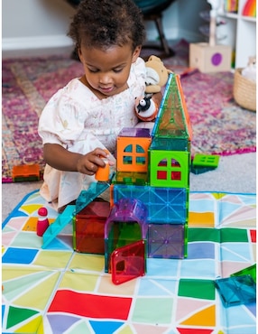 Set construcción Magnatiles Cesta de almacenaje y tapete de juego 2 en 1 con 1 pieza