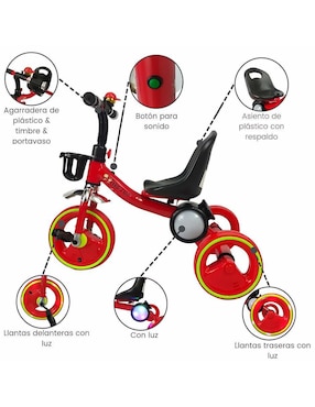 Triciclo The Baby Shop rodada 10 con esfera musical luz y sonido unisex