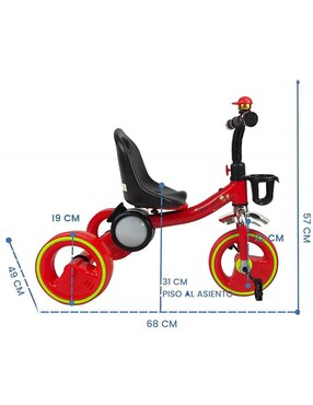 Triciclo The Baby Shop rodada 10 con esfera musical luz y sonido unisex