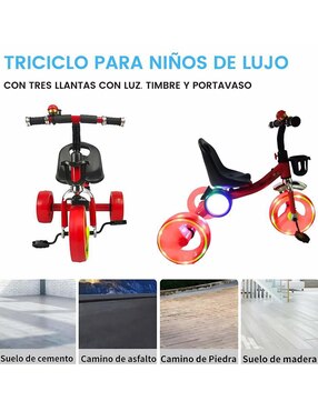 Triciclo The Baby Shop rodada 10 con esfera musical luz y sonido unisex