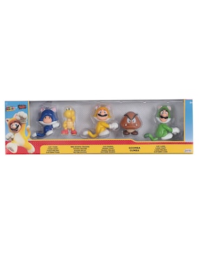 Set Figura Acción Super Mario Toad Felino, Koopa Rojo, Mario Felino, Gumba Y Luigi Felino