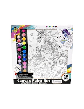 Kit De Arte Con Lienzo De Unicornio Y Pinturas Acrílicas De 29 Piezas Galerias El Triunfo