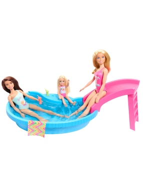 Muñeca fashion Barbie Piscina y tobogán