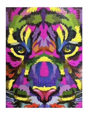 Rompecabezas felino tigre exótico en arte pop con tintas neon Flink 500 piezas