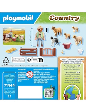 Playmobil Pastor con rebaño de ovejas 71444 Country