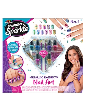Metallic rainbow nail art Ruz