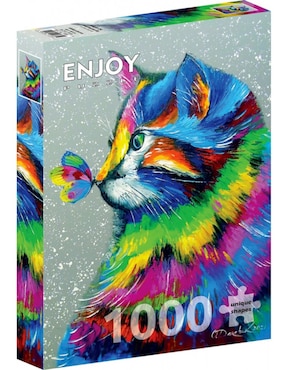 Rompecabezas Gato Y Mariposa Brillantes Enjoy Puzzle 1000 Piezas