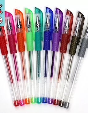 Bolígrafos de gel con purpurina Bright Stripes