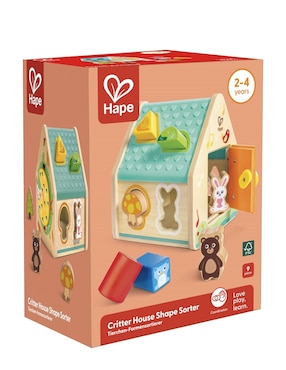 Juego didáctico clasificador de formas de casas de bichos Hape