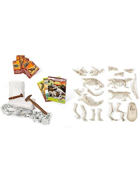 Arqueojugando 2 en 1 T-Rex y Triceratops Fluorescente Clementoni
