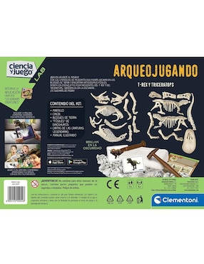 Arqueojugando 2 en 1 T-Rex y Triceratops Fluorescente Clementoni