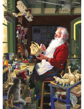 Rompecabezas Artistas Modernos Taller de Santa Claus Cobble Hill 500 piezas