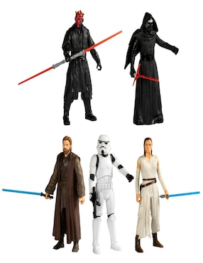 Set figuras de acción articuladas Star Wars Darth Maul, Kylon Ren, Stormtrooper, Obi-Wan Kenobi y Rey Hasbro