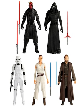 Set figuras de acción articuladas Star Wars Darth Maul, Kylon Ren, Stormtrooper, Obi-Wan Kenobi y Rey Hasbro