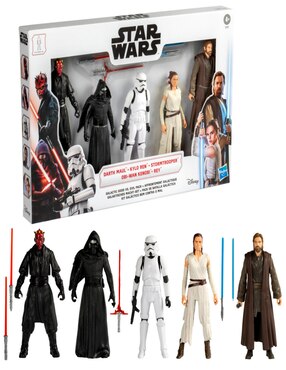 Set figuras de acción articuladas Star Wars Darth Maul, Kylon Ren, Stormtrooper, Obi-Wan Kenobi y Rey Hasbro
