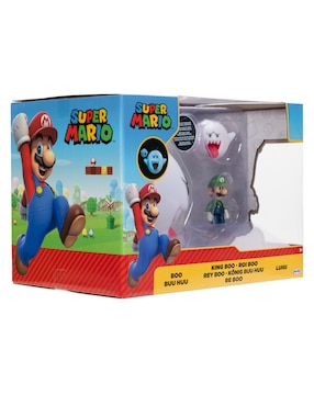 Set figuras acción Super Mario Boo Hoo, King Boo, Luigi Jakks Pacific flourescente