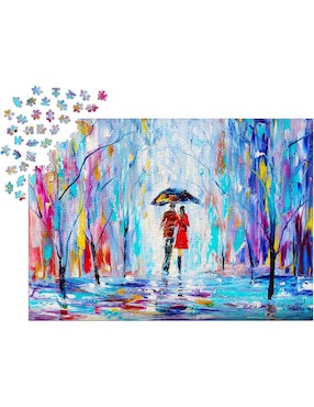 Rompecabezas Paseo Otoñal Amor Bajo la Lluvia Enjoy Puzzle 1000 piezas