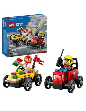 Lego City Pack De Coches De Carreras: Pizza Vs. Camión De Bomberos