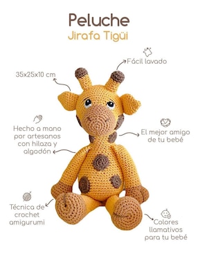 Peluche de jirafa Zana hecho a mano de 34 cm