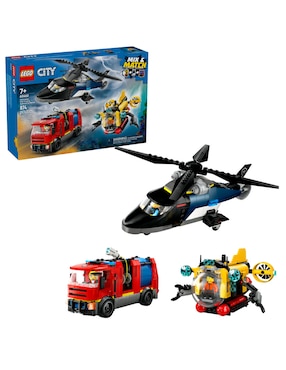 Lego City Remix: Helicóptero, Camión De Bomberos Y Submarino 60462