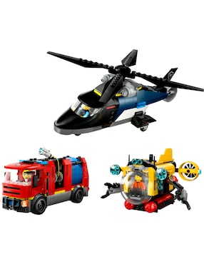 Lego City Remix: Helicóptero, Camión de Bomberos y Submarino 60462