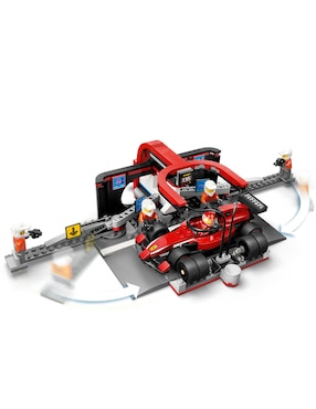 Lego City Parada en Boxes de F1 y Equipo de Mecánicos con Coche Ferrari 60443