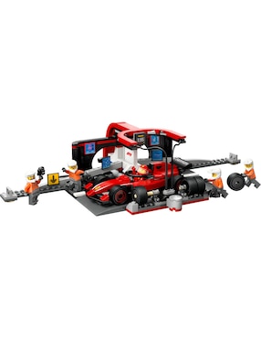 Lego City Parada en Boxes de F1 y Equipo de Mecánicos con Coche Ferrari 60443
