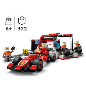 Lego City Parada en Boxes de F1 y Equipo de Mecánicos con Coche Ferrari 60443