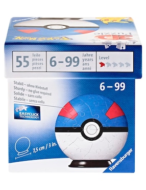 Rompecabezas Pokémon Superball azul Ravensburger 55 piezas