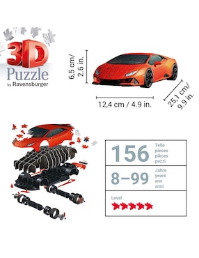 Rompecabezas vehículos Lamborghini Huracán Evo Ravensburger 108 piezas