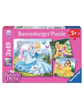 Set de rompecabezas Disney Princess Bella, Cenicienta y Rapunzel Ravensburger 147 piezas