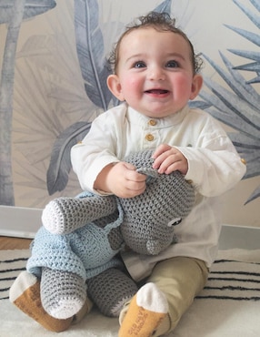 Peluche de hipopótamo Zana hecho a mano de 37 cm