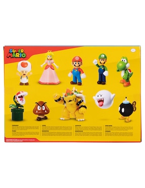 Set figuras acción articulada Super Mario Mario, Luigi, Peach, Yoshi, Toad, Boo, Goomba, Bowser, Bob-omb, Piraña Jakks Pacific