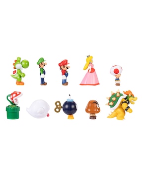 Set figuras acción articulada Super Mario Mario, Luigi, Peach, Yoshi, Toad, Boo, Goomba, Bowser, Bob-omb, Piraña Jakks Pacific
