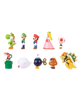 Set figuras acción articulada Super Mario Mario, Luigi, Peach, Yoshi, Toad, Boo, Goomba, Bowser, Bob-omb, Piraña Jakks Pacific