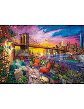 Rompecabezas New York City Puesta de Sol Balcón en Manhattan Clementoni 3000 piezas
