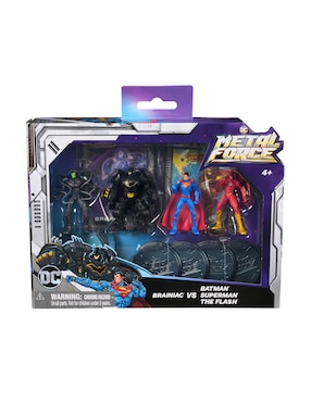 Set figuras acción articulada DC Metal Force Brainiac,Batman,Superman y The Flash collectors Dc Comics