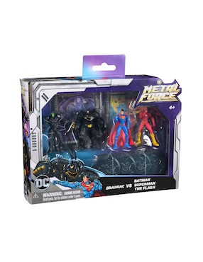 Set figuras acción articulada DC Metal Force Brainiac,Batman,Superman y The Flash collectors Dc Comics