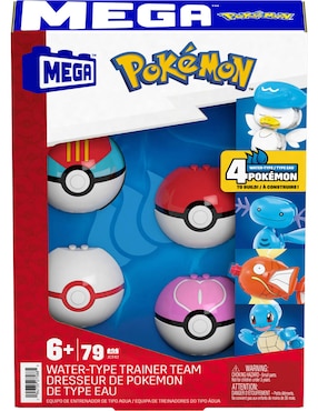 Mattel Mega Pokébolas Entrenador de tipo agua JCT42