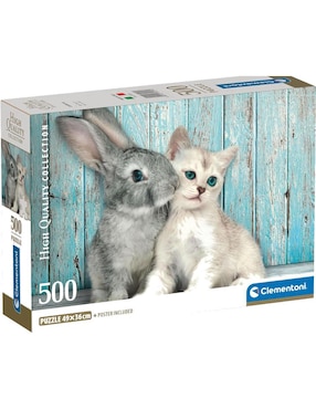 Rompecabezas Clementoni Animales Gato y Conejito 500 piezas