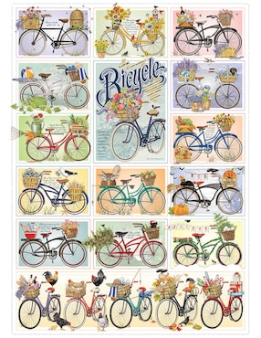 Rompecabezas Bike Art: Bicicleta Colores Bicicletas Cobble Hill 1000 piezas