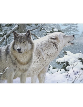 Rompecabezas Lobos Del Ártico Lobos Blancos En Invierno Cobble Hill 500 piezas