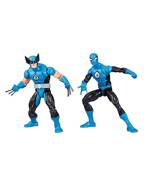 Set figuras acción articuladas Fantastic 4 Wolverine y Spider-Man Collectors Marvel