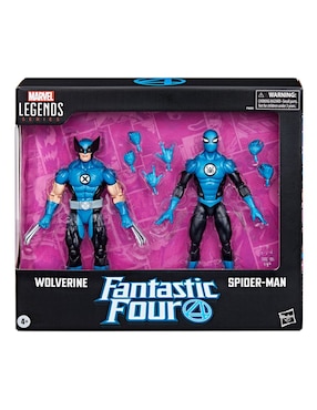 Set figuras acción articuladas Fantastic 4 Wolverine y Spider-Man Collectors Marvel