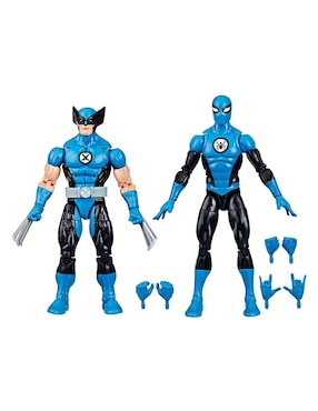 Set figuras acción articuladas Fantastic 4 Wolverine y Spider-Man Collectors Marvel