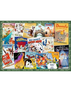 Rompecabezas Póster Películas Vintage Disney Ravensburger 1000 piezas