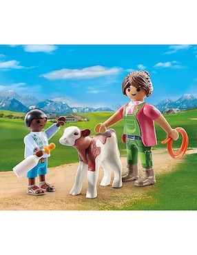 Playmobil Granjero con ternero 71803