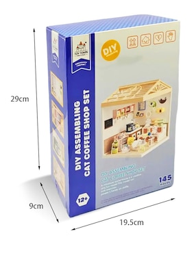 Casa miniatura cafetería DIY Assembling Cat Coffee Shop Set Toy Town
